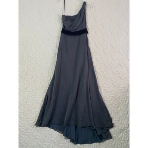 Graduation Gown One Shoulder Chiffon Formal Dress Womens 8 Gray High Low